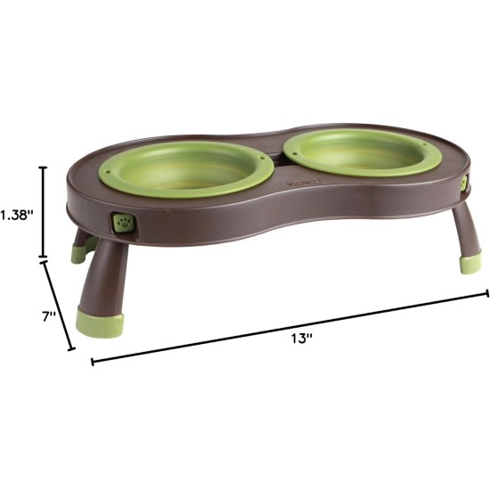 Dexas Popware for Pets Double Elevated Pet Feeder, Large, Gray/Green Dexas Popware for Pets Double Elevated Pet Feeder, Large, Gray/Green