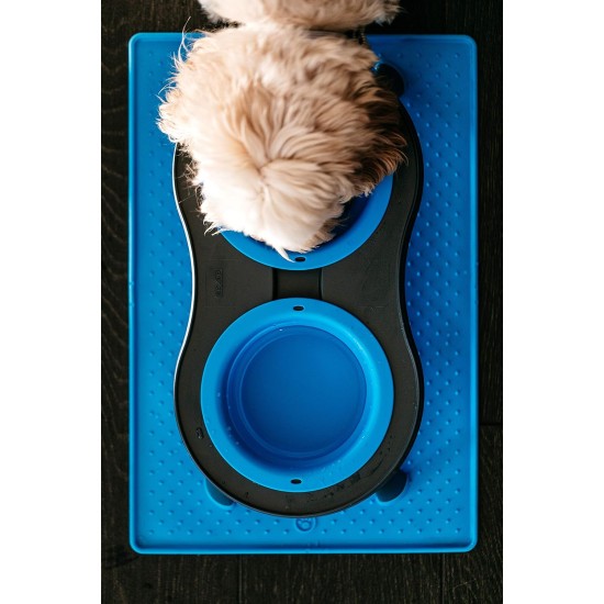 Dexas Popware for Pets Double Elevated Pet Feeder, Large, Gray/Green Dexas Popware for Pets Double Elevated Pet Feeder, Large, Gray/Green