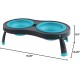 Dexas Popware for Pets Double Elevated Pet Feeder, Large, Gray/Green Dexas Popware for Pets Double Elevated Pet Feeder, Large, Gray/Green