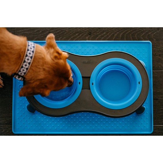 Dexas Popware for Pets Double Elevated Pet Feeder, Large, Gray/Green Dexas Popware for Pets Double Elevated Pet Feeder, Large, Gray/Green
