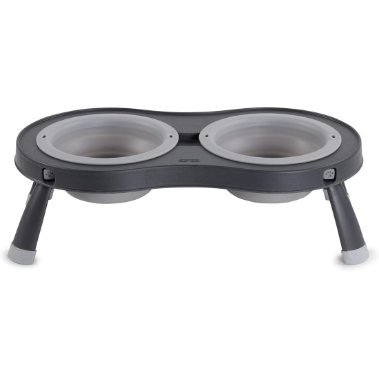 Dexas Popware for Pets Double Elevated Pet Feeder, Large, Gray/Green Dexas Popware for Pets Double Elevated Pet Feeder, Large, Gray/Green