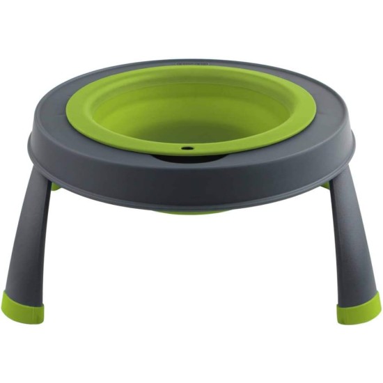 Dexas Popware for Pets Single Elevated Pet Feeder, Large, Gray/Blue Dexas Popware for Pets Single Elevated Pet Feeder, Large, Gray/Blue
