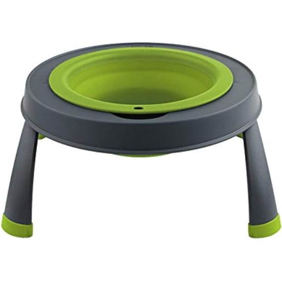 Dexas Popware for Pets Single Elevated Pet Feeder, Large, Gray/Blue Dexas Popware for Pets Single Elevated Pet Feeder, Large, Gray/Blue