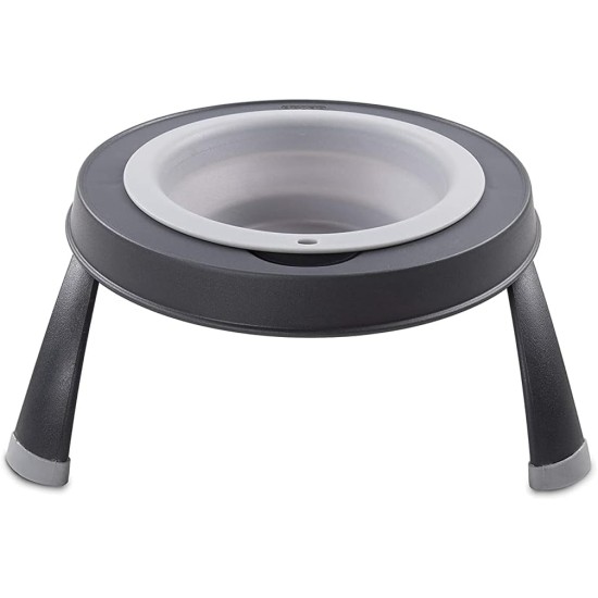Dexas Popware for Pets Single Elevated Pet Feeder, Large, Gray/Blue Dexas Popware for Pets Single Elevated Pet Feeder, Large, Gray/Blue