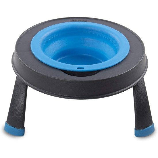 Dexas Popware for Pets Single Elevated Pet Feeder, Large, Gray/Blue Dexas Popware for Pets Single Elevated Pet Feeder, Large, Gray/Blue