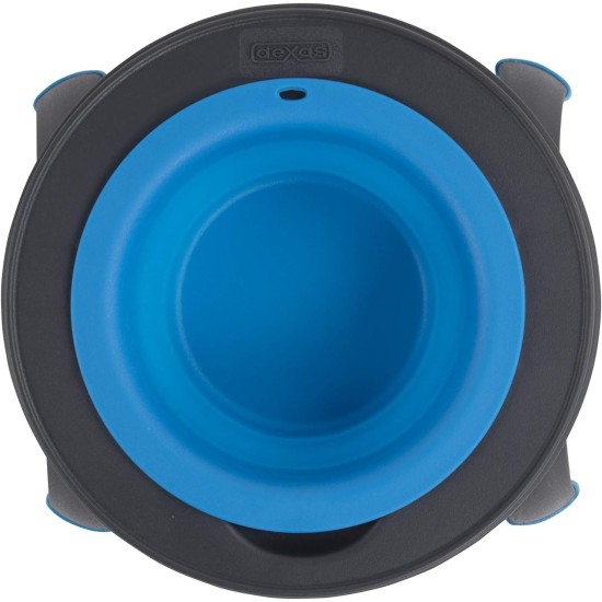 Dexas Popware for Pets Single Elevated Pet Feeder, Large, Gray/Blue Dexas Popware for Pets Single Elevated Pet Feeder, Large, Gray/Blue