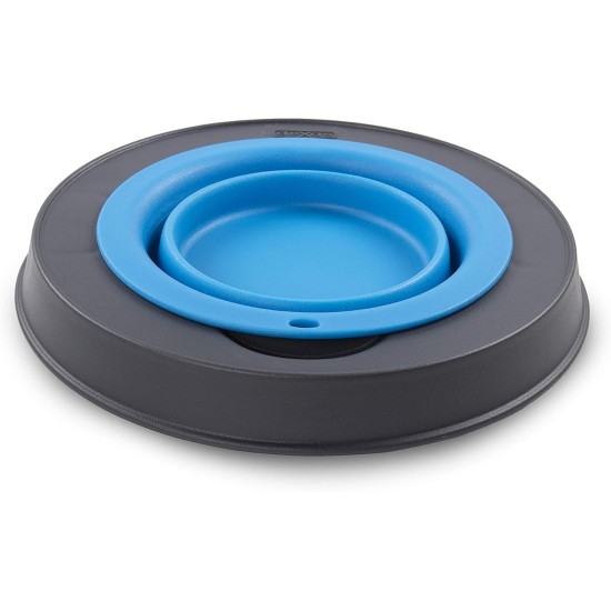 Dexas Popware for Pets Single Elevated Pet Feeder, Large, Gray/Blue Dexas Popware for Pets Single Elevated Pet Feeder, Large, Gray/Blue