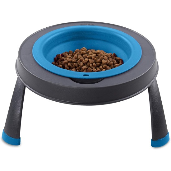 Dexas Popware for Pets Single Elevated Pet Feeder, Large, Gray/Blue Dexas Popware for Pets Single Elevated Pet Feeder, Large, Gray/Blue