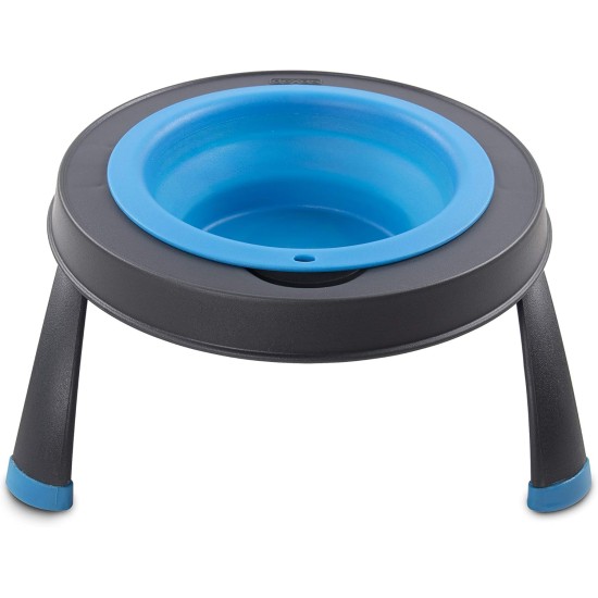 Dexas Popware for Pets Single Elevated Pet Feeder, Large, Gray/Blue Dexas Popware for Pets Single Elevated Pet Feeder, Large, Gray/Blue