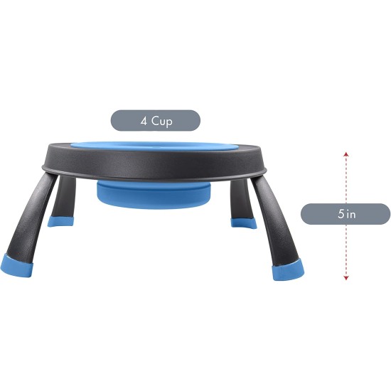 Dexas Popware for Pets Single Elevated Pet Feeder, Large, Gray/Blue Dexas Popware for Pets Single Elevated Pet Feeder, Large, Gray/Blue