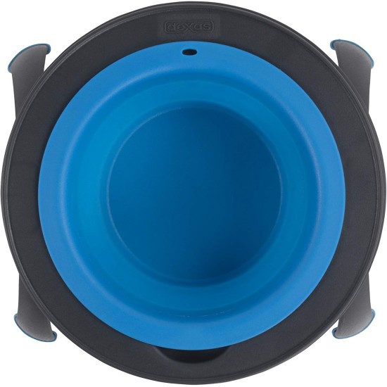 Dexas Popware for Pets Single Elevated Pet Feeder, Large, Gray/Blue Dexas Popware for Pets Single Elevated Pet Feeder, Large, Gray/Blue