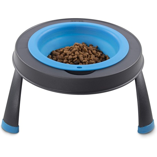 Dexas Popware for Pets Single Elevated Pet Feeder, Large, Gray/Blue Dexas Popware for Pets Single Elevated Pet Feeder, Large, Gray/Blue