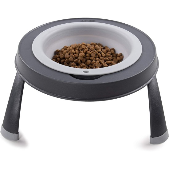 Dexas Popware for Pets Single Elevated Pet Feeder, Large, Gray/Blue Dexas Popware for Pets Single Elevated Pet Feeder, Large, Gray/Blue
