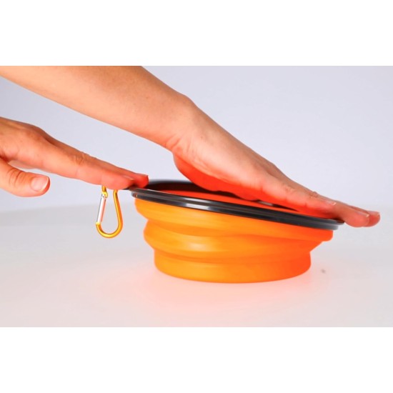 Dingo Vasco 14466 Travel Bowl Silicone with Metal Carabiner, Black Rim Additional Reinforced, Foldable and Lightweight, Capacity 350 ml, Orange Dingo Vasco 14466 Travel Bowl Silicone with Metal Carabiner, Black Rim Additional Reinforced, Foldable and Lightweight, Capacity 350 ml, Orange