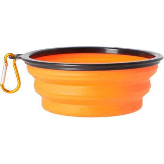 Dingo Vasco 14466 Travel Bowl Silicone with Metal Carabiner, Black Rim Additional Reinforced, Foldable and Lightweight, Capacity 350 ml, Orange Dingo Vasco 14466 Travel Bowl Silicone with Metal Carabiner, Black Rim Additional Reinforced, Foldable and Lightweight, Capacity 350 ml, Orange