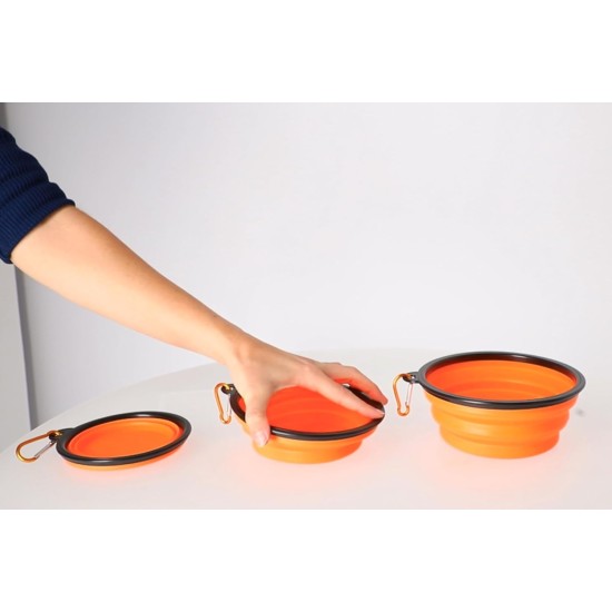 Dingo Vasco 14466 Travel Bowl Silicone with Metal Carabiner, Black Rim Additional Reinforced, Foldable and Lightweight, Capacity 350 ml, Orange Dingo Vasco 14466 Travel Bowl Silicone with Metal Carabiner, Black Rim Additional Reinforced, Foldable and Lightweight, Capacity 350 ml, Orange