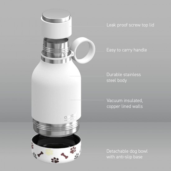 Dog Bowl Insulated Flask, White, 0.975 L Dog Bowl Insulated Flask, White, 0.975 L