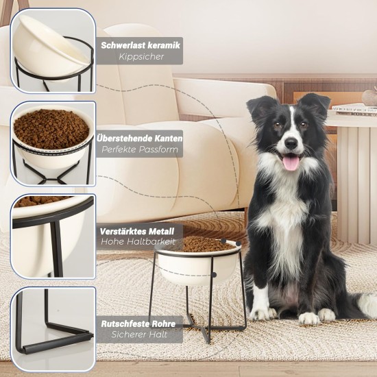 Dog Bowl Set Raised Dog Bowl Ceramic - Large Dog Bowls with Non-Slip Stand - Feeding Bowl Dog Large - Feeding Bowl Water Bowl Set for Medium to Large Dogs - Double Bowl Dog - 2 x 1600 ml Dog Bowl Set Raised Dog Bowl Ceramic - Large Dog Bowls with Non-Slip Stand - Feeding Bowl Dog Large - Feeding Bowl Water Bowl Set for Medium to Large Dogs - Double Bowl Dog - 2 x 1600 ml