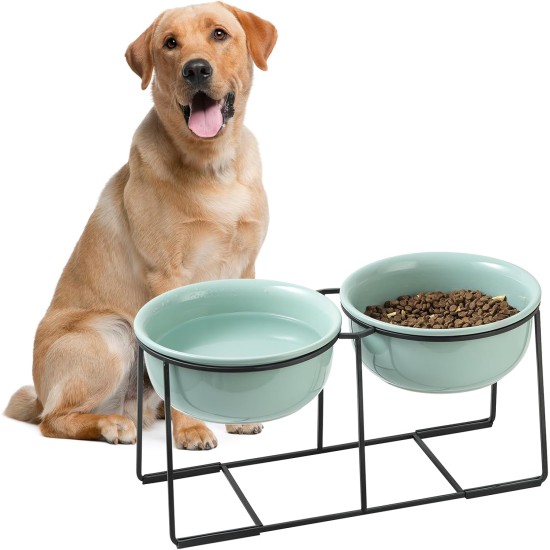 Dog Bowl Set Raised Dog Bowl Ceramic - Large Dog Bowls with Non-Slip Stand - Feeding Bowl Dog Large - Feeding Bowl Water Bowl Set for Medium to Large Dogs - Double Bowl Dog - 2 x 1600 ml Dog Bowl Set Raised Dog Bowl Ceramic - Large Dog Bowls with Non-Slip Stand - Feeding Bowl Dog Large - Feeding Bowl Water Bowl Set for Medium to Large Dogs - Double Bowl Dog - 2 x 1600 ml