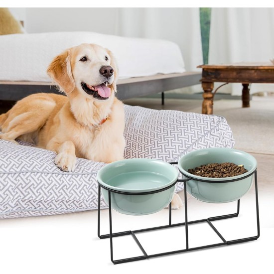 Dog Bowl Set Raised Dog Bowl Ceramic - Large Dog Bowls with Non-Slip Stand - Feeding Bowl Dog Large - Feeding Bowl Water Bowl Set for Medium to Large Dogs - Double Bowl Dog - 2 x 1600 ml Dog Bowl Set Raised Dog Bowl Ceramic - Large Dog Bowls with Non-Slip Stand - Feeding Bowl Dog Large - Feeding Bowl Water Bowl Set for Medium to Large Dogs - Double Bowl Dog - 2 x 1600 ml