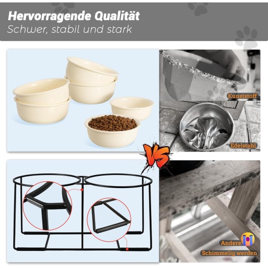 Dog Bowl Set Raised Dog Bowl Ceramic - Large Dog Bowls with Non-Slip Stand - Feeding Bowl Dog Large - Feeding Bowl Water Bowl Set for Medium to Large Dogs - Double Bowl Dog - 2 x 1600 ml Dog Bowl Set Raised Dog Bowl Ceramic - Large Dog Bowls with Non-Slip Stand - Feeding Bowl Dog Large - Feeding Bowl Water Bowl Set for Medium to Large Dogs - Double Bowl Dog - 2 x 1600 ml