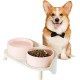 Dog Bowl Set Raised Dog Bowl Set - Double Bowl Dog Ceramic with Splash Guard Stand - Dog Bowls Set of 2 for Food and Water - Feeding Station for Small and Medium Dogs - 2 x 650 ml - Pink