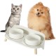 Dog Bowl Set Raised Dog Bowl Set - Double Bowl Dog Ceramic with Splash Guard Stand - Dog Bowls Set of 2 for Food and Water - Feeding Station for Small and Medium Dogs - 2 x 650 ml - Pink