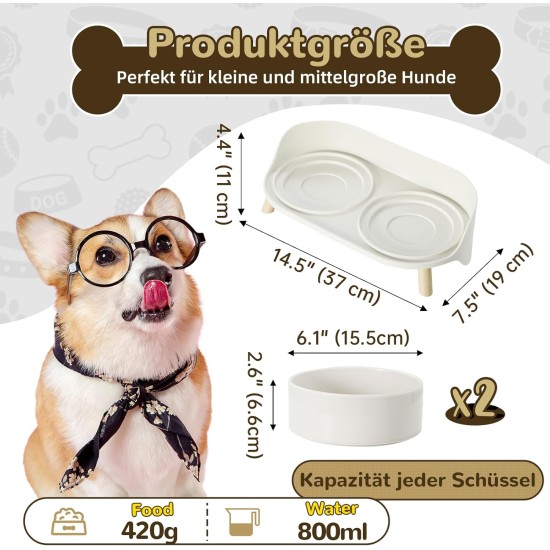 Dog Bowl Set Raised Dog Bowl Set - Double Bowl Dog Ceramic with Splash Guard Stand - Dog Bowls Set of 2 for Food and Water - Feeding Station for Small and Medium Dogs - 2 x 650 ml - Pink Dog Bowl Set Raised Dog Bowl Set - Double Bowl Dog Ceramic with Splash Guard Stand - Dog Bowls Set of 2 for Food and Water - Feeding Station for Small and Medium Dogs - 2 x 650 ml - Pink