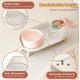 Dog Bowl Set Raised Dog Bowl Set - Double Bowl Dog Ceramic with Splash Guard Stand - Dog Bowls Set of 2 for Food and Water - Feeding Station for Small and Medium Dogs - 2 x 650 ml - Pink