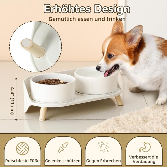 Dog Bowl Set Raised Dog Bowl Set - Double Bowl Dog Ceramic with Splash Guard Stand - Dog Bowls Set of 2 for Food and Water - Feeding Station for Small and Medium Dogs - 2 x 650 ml - Pink Dog Bowl Set Raised Dog Bowl Set - Double Bowl Dog Ceramic with Splash Guard Stand - Dog Bowls Set of 2 for Food and Water - Feeding Station for Small and Medium Dogs - 2 x 650 ml - Pink