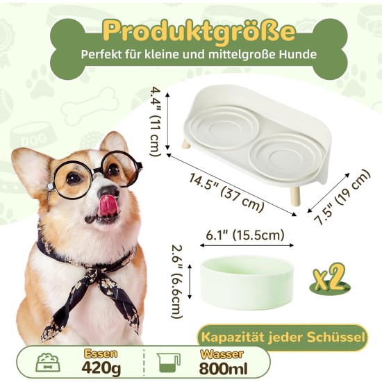 Dog Bowl Set Raised Dog Bowl Set - Double Bowl Dog Ceramic with Splash Guard Stand - Dog Bowls Set of 2 for Food and Water - Feeding Station for Small and Medium Dogs - 2 x 650 ml - Pink Dog Bowl Set Raised Dog Bowl Set - Double Bowl Dog Ceramic with Splash Guard Stand - Dog Bowls Set of 2 for Food and Water - Feeding Station for Small and Medium Dogs - 2 x 650 ml - Pink