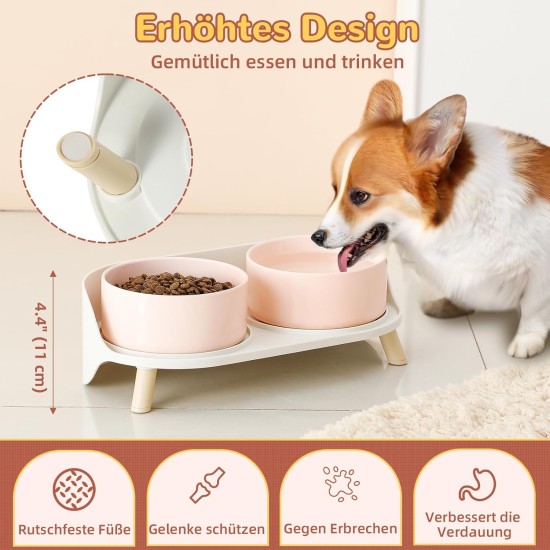 Dog Bowl Set Raised Dog Bowl Set - Double Bowl Dog Ceramic with Splash Guard Stand - Dog Bowls Set of 2 for Food and Water - Feeding Station for Small and Medium Dogs - 2 x 650 ml - Pink Dog Bowl Set Raised Dog Bowl Set - Double Bowl Dog Ceramic with Splash Guard Stand - Dog Bowls Set of 2 for Food and Water - Feeding Station for Small and Medium Dogs - 2 x 650 ml - Pink