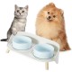 Dog Bowl Set Raised Dog Bowl Set - Double Bowl Dog Ceramic with Splash Guard Stand - Dog Bowls Set of 2 for Food and Water - Feeding Station for Small and Medium Dogs - 2 x 650 ml - Pink