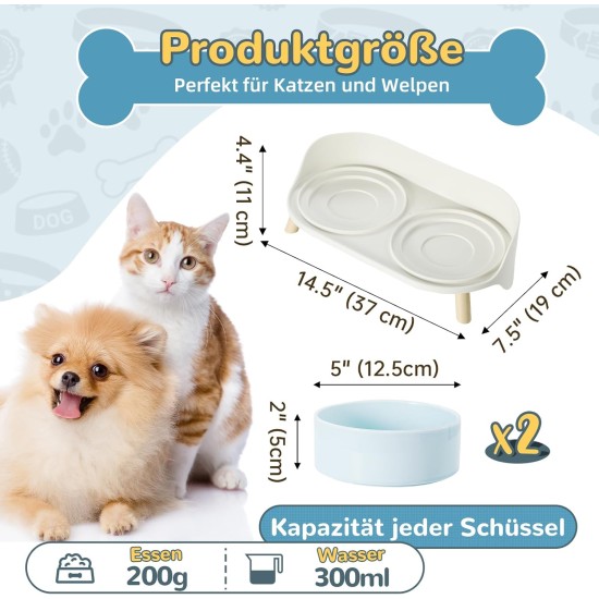 Dog Bowl Set Raised Dog Bowl Set - Double Bowl Dog Ceramic with Splash Guard Stand - Dog Bowls Set of 2 for Food and Water - Feeding Station for Small and Medium Dogs - 2 x 650 ml - Pink Dog Bowl Set Raised Dog Bowl Set - Double Bowl Dog Ceramic with Splash Guard Stand - Dog Bowls Set of 2 for Food and Water - Feeding Station for Small and Medium Dogs - 2 x 650 ml - Pink