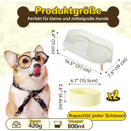 Dog Bowl Set Raised Dog Bowl Set - Double Bowl Dog Ceramic with Splash Guard Stand - Dog Bowls Set of 2 for Food and Water - Feeding Station for Small and Medium Dogs - 2 x 650 ml - Pink Dog Bowl Set Raised Dog Bowl Set - Double Bowl Dog Ceramic with Splash Guard Stand - Dog Bowls Set of 2 for Food and Water - Feeding Station for Small and Medium Dogs - 2 x 650 ml - Pink