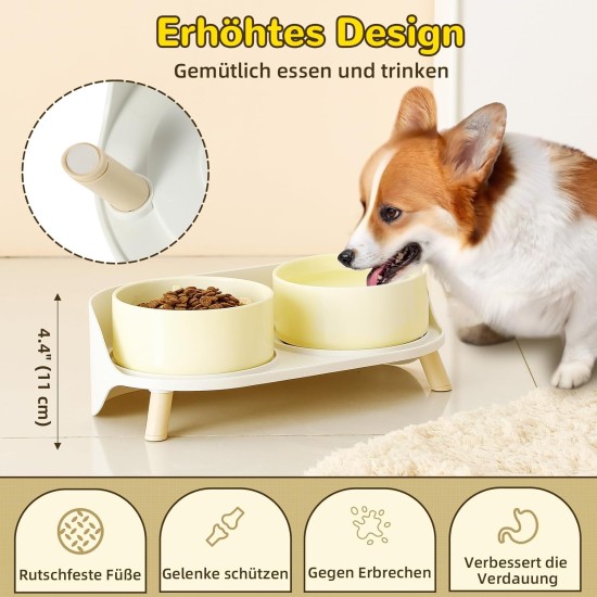 Dog Bowl Set Raised Dog Bowl Set - Double Bowl Dog Ceramic with Splash Guard Stand - Dog Bowls Set of 2 for Food and Water - Feeding Station for Small and Medium Dogs - 2 x 650 ml - Pink Dog Bowl Set Raised Dog Bowl Set - Double Bowl Dog Ceramic with Splash Guard Stand - Dog Bowls Set of 2 for Food and Water - Feeding Station for Small and Medium Dogs - 2 x 650 ml - Pink