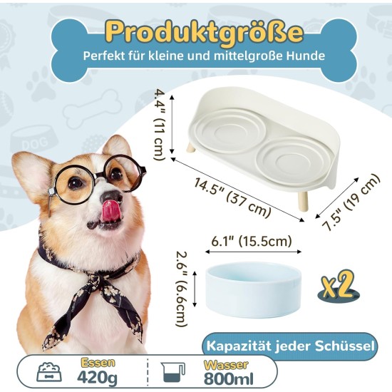 Dog Bowl Set Raised Dog Bowl Set - Double Bowl Dog Ceramic with Splash Guard Stand - Dog Bowls Set of 2 for Food and Water - Feeding Station for Small and Medium Dogs - 2 x 650 ml - Pink Dog Bowl Set Raised Dog Bowl Set - Double Bowl Dog Ceramic with Splash Guard Stand - Dog Bowls Set of 2 for Food and Water - Feeding Station for Small and Medium Dogs - 2 x 650 ml - Pink