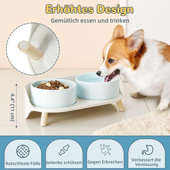 Dog Bowl Set Raised Dog Bowl Set - Double Bowl Dog Ceramic with Splash Guard Stand - Dog Bowls Set of 2 for Food and Water - Feeding Station for Small and Medium Dogs - 2 x 650 ml - Pink Dog Bowl Set Raised Dog Bowl Set - Double Bowl Dog Ceramic with Splash Guard Stand - Dog Bowls Set of 2 for Food and Water - Feeding Station for Small and Medium Dogs - 2 x 650 ml - Pink