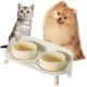 Dog Bowl Set Raised Dog Bowl Set - Double Bowl Dog Ceramic with Splash Guard Stand - Dog Bowls Set of 2 for Food and Water - Feeding Station for Small and Medium Dogs - 2 x 650 ml - Pink