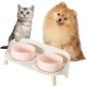 Dog Bowl Set Raised Dog Bowl Set - Double Bowl Dog Ceramic with Splash Guard Stand - Dog Bowls Set of 2 for Food and Water - Feeding Station for Small and Medium Dogs - 2 x 650 ml - Pink