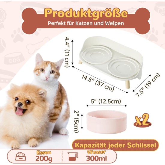 Dog Bowl Set Raised Dog Bowl Set - Double Bowl Dog Ceramic with Splash Guard Stand - Dog Bowls Set of 2 for Food and Water - Feeding Station for Small and Medium Dogs - 2 x 650 ml - Pink Dog Bowl Set Raised Dog Bowl Set - Double Bowl Dog Ceramic with Splash Guard Stand - Dog Bowls Set of 2 for Food and Water - Feeding Station for Small and Medium Dogs - 2 x 650 ml - Pink