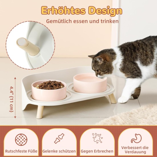Dog Bowl Set Raised Dog Bowl Set - Double Bowl Dog Ceramic with Splash Guard Stand - Dog Bowls Set of 2 for Food and Water - Feeding Station for Small and Medium Dogs - 2 x 650 ml - Pink Dog Bowl Set Raised Dog Bowl Set - Double Bowl Dog Ceramic with Splash Guard Stand - Dog Bowls Set of 2 for Food and Water - Feeding Station for Small and Medium Dogs - 2 x 650 ml - Pink