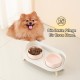 Dog Bowl Set Raised Dog Bowl Set - Double Bowl Dog Ceramic with Splash Guard Stand - Dog Bowls Set of 2 for Food and Water - Feeding Station for Small and Medium Dogs - 2 x 650 ml - Pink