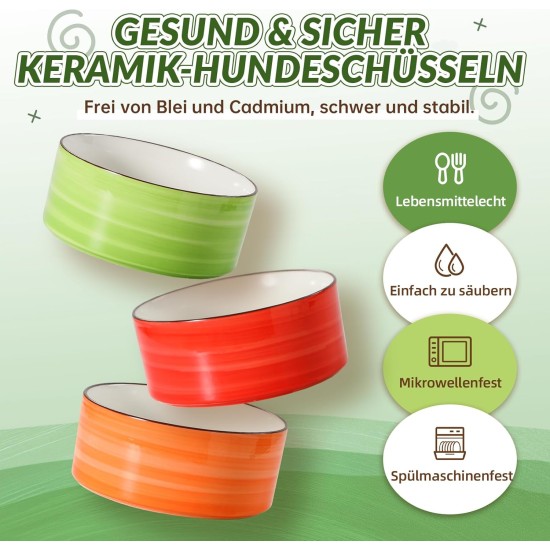 Dog Bowl Set, Raised Dog Bowl Set, Double Ceramic Bowl with Splash Guard Stand, Colourful Spirals Dog Bowls for Food and Water, Ideal for Small to Medium Dogs, 2 x 800 ml, Orange Dog Bowl Set, Raised Dog Bowl Set, Double Ceramic Bowl with Splash Guard Stand, Colourful Spirals Dog Bowls for Food and Water, Ideal for Small to Medium Dogs, 2 x 800 ml, Orange