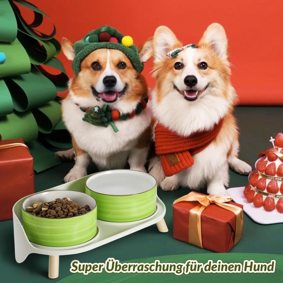 Dog Bowl Set, Raised Dog Bowl Set, Double Ceramic Bowl with Splash Guard Stand, Colourful Spirals Dog Bowls for Food and Water, Ideal for Small to Medium Dogs, 2 x 800 ml, Orange Dog Bowl Set, Raised Dog Bowl Set, Double Ceramic Bowl with Splash Guard Stand, Colourful Spirals Dog Bowls for Food and Water, Ideal for Small to Medium Dogs, 2 x 800 ml, Orange