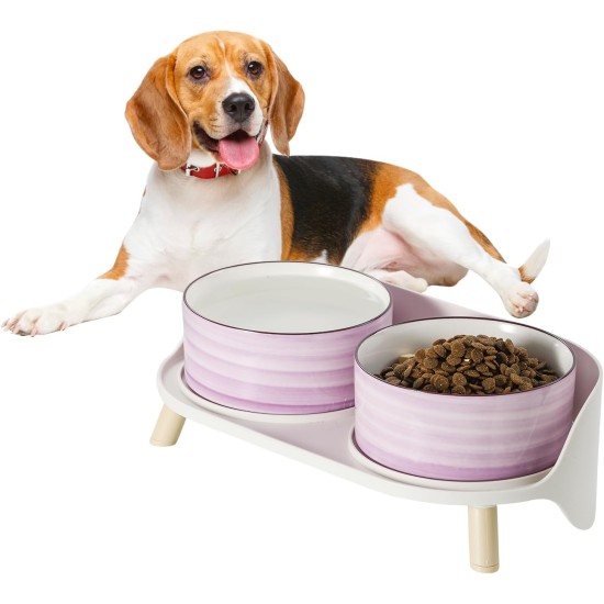 Dog Bowl Set, Raised Dog Bowl Set, Double Ceramic Bowl with Splash Guard Stand, Colourful Spirals Dog Bowls for Food and Water, Ideal for Small to Medium Dogs, 2 x 800 ml, Orange Dog Bowl Set, Raised Dog Bowl Set, Double Ceramic Bowl with Splash Guard Stand, Colourful Spirals Dog Bowls for Food and Water, Ideal for Small to Medium Dogs, 2 x 800 ml, Orange
