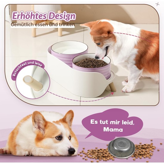 Dog Bowl Set, Raised Dog Bowl Set, Double Ceramic Bowl with Splash Guard Stand, Colourful Spirals Dog Bowls for Food and Water, Ideal for Small to Medium Dogs, 2 x 800 ml, Orange Dog Bowl Set, Raised Dog Bowl Set, Double Ceramic Bowl with Splash Guard Stand, Colourful Spirals Dog Bowls for Food and Water, Ideal for Small to Medium Dogs, 2 x 800 ml, Orange