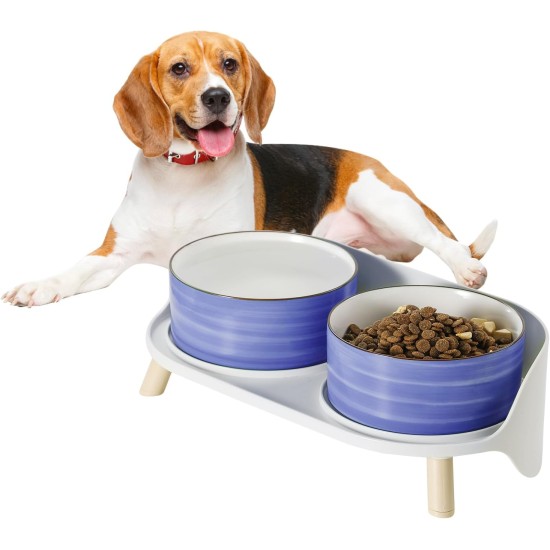 Dog Bowl Set, Raised Dog Bowl Set, Double Ceramic Bowl with Splash Guard Stand, Colourful Spirals Dog Bowls for Food and Water, Ideal for Small to Medium Dogs, 2 x 800 ml, Orange Dog Bowl Set, Raised Dog Bowl Set, Double Ceramic Bowl with Splash Guard Stand, Colourful Spirals Dog Bowls for Food and Water, Ideal for Small to Medium Dogs, 2 x 800 ml, Orange