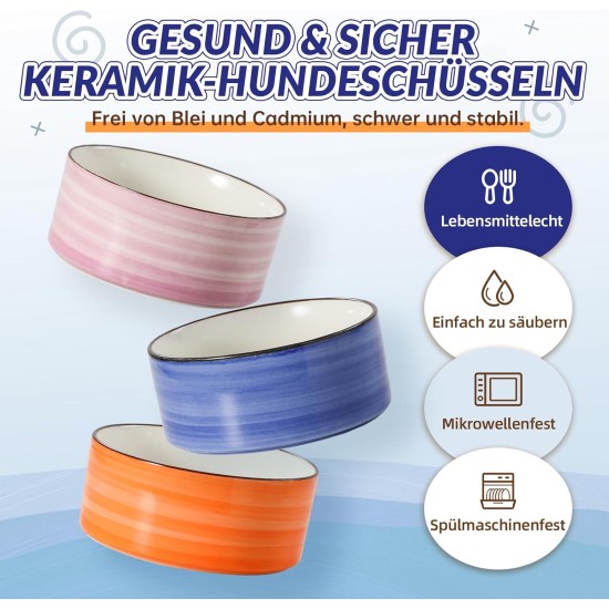 Dog Bowl Set, Raised Dog Bowl Set, Double Ceramic Bowl with Splash Guard Stand, Colourful Spirals Dog Bowls for Food and Water, Ideal for Small to Medium Dogs, 2 x 800 ml, Orange Dog Bowl Set, Raised Dog Bowl Set, Double Ceramic Bowl with Splash Guard Stand, Colourful Spirals Dog Bowls for Food and Water, Ideal for Small to Medium Dogs, 2 x 800 ml, Orange