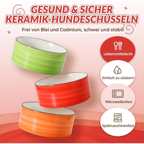 Dog Bowl Set, Raised Dog Bowl Set, Double Ceramic Bowl with Splash Guard Stand, Colourful Spirals Dog Bowls for Food and Water, Ideal for Small to Medium Dogs, 2 x 800 ml, Orange Dog Bowl Set, Raised Dog Bowl Set, Double Ceramic Bowl with Splash Guard Stand, Colourful Spirals Dog Bowls for Food and Water, Ideal for Small to Medium Dogs, 2 x 800 ml, Orange